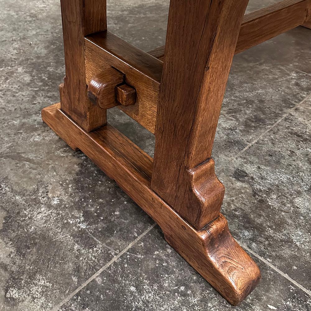 Rustic Antique Oak Dining Table with Trestle For Sale 7