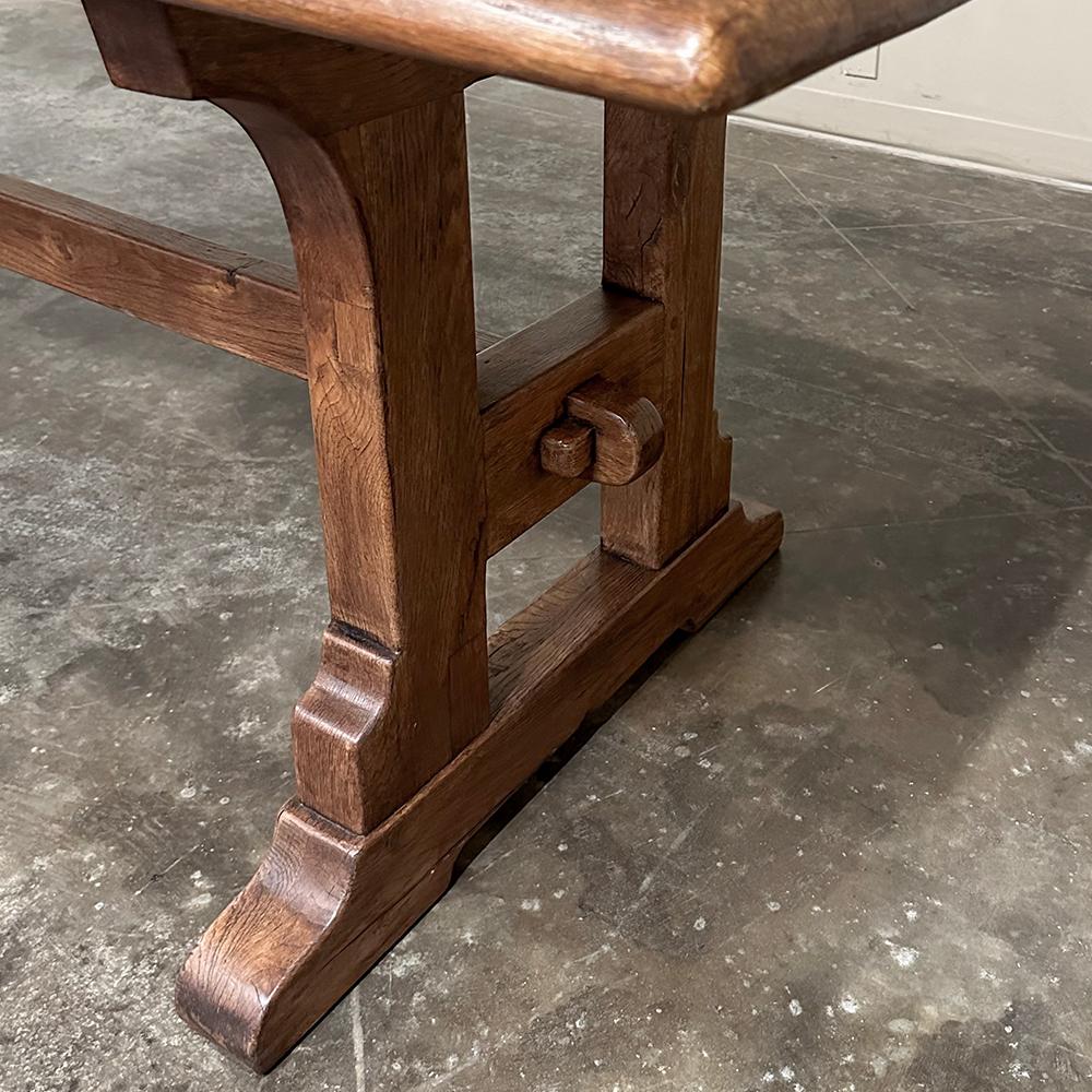 Rustic Antique Oak Dining Table with Trestle For Sale 10