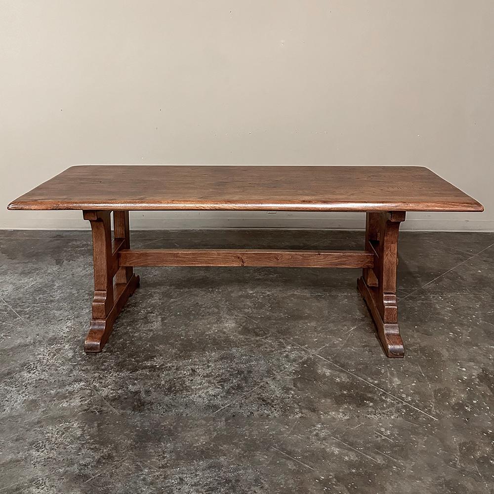 Rustic Antique Oak Dining Table with Trestle was crafted with a growing family in mind ~ perfect to serve as the main dining table, and as the family grew, it would make an excellent breakfast table, then when the kids left the nest, back to the