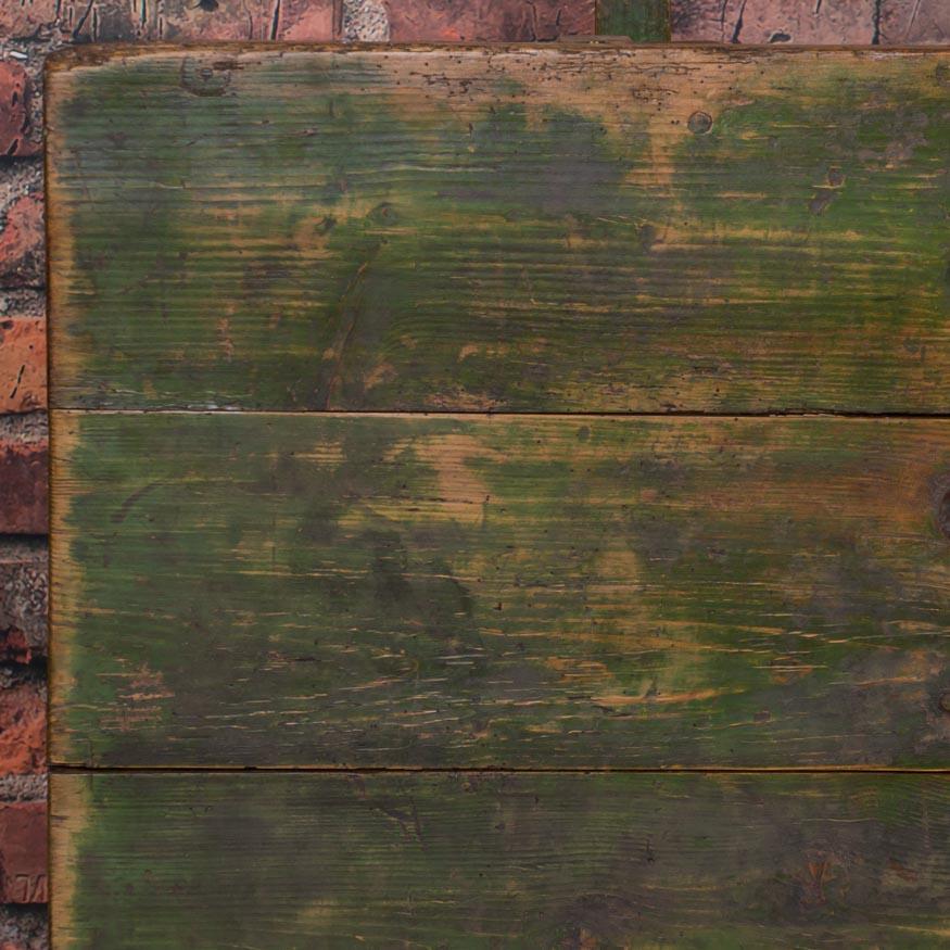Rustic Antique Original Green Painted Harvest or Farm Trestle Table 3