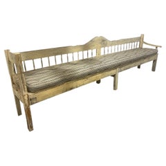 Rustic Antique Painted Extra Long European Bench