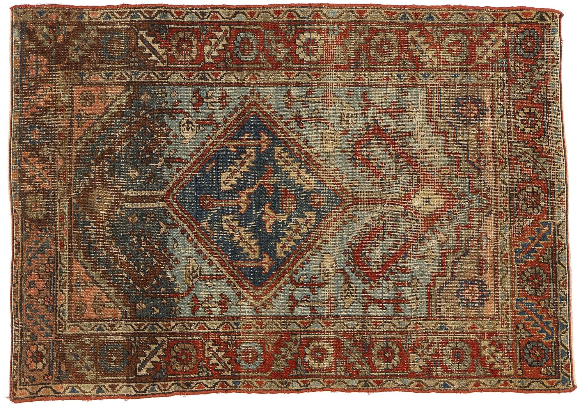  Rustic Antique Persian Bakshaish Rug For Sale 4