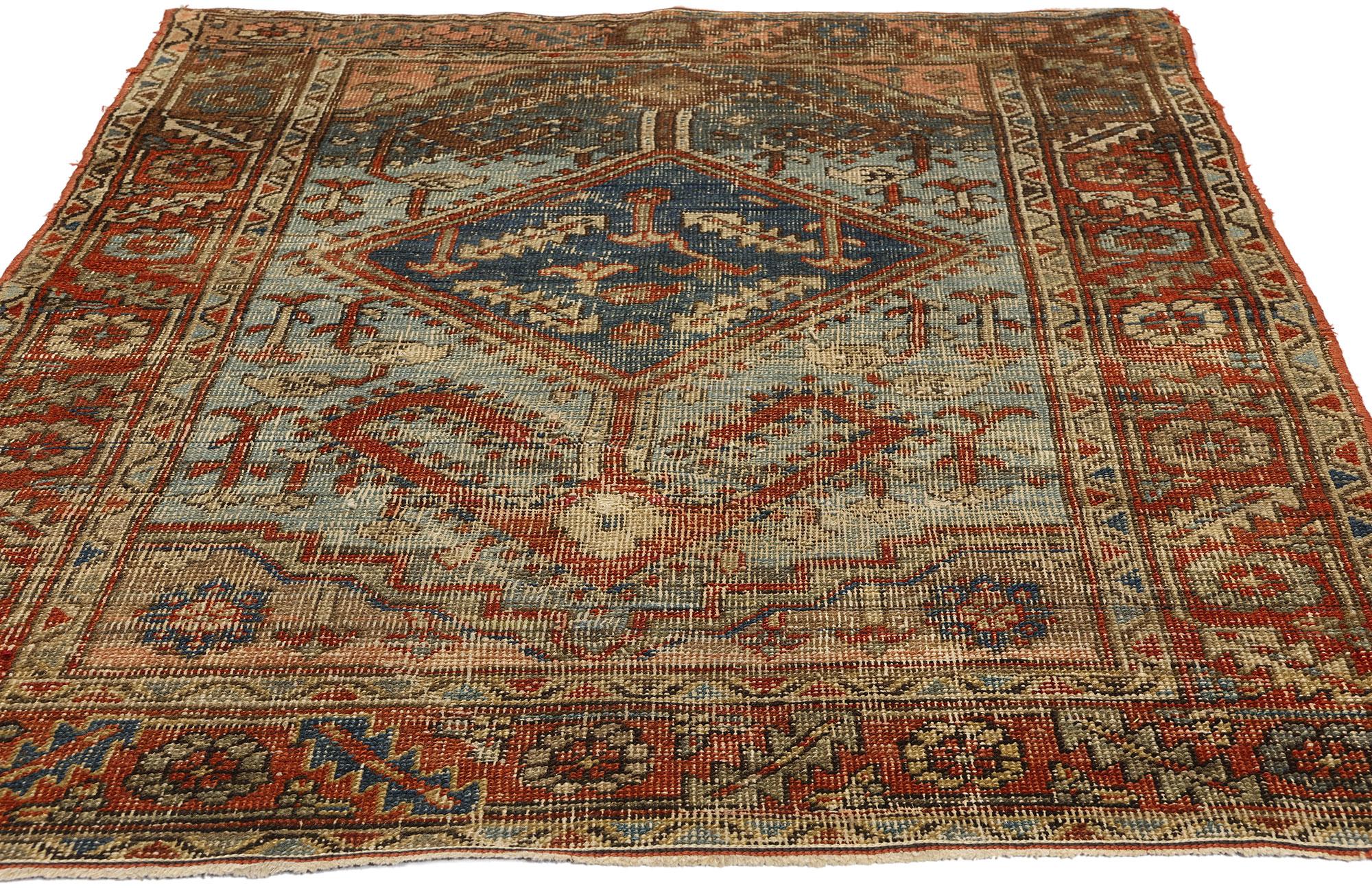 Hand-Knotted  Rustic Antique Persian Bakshaish Rug For Sale