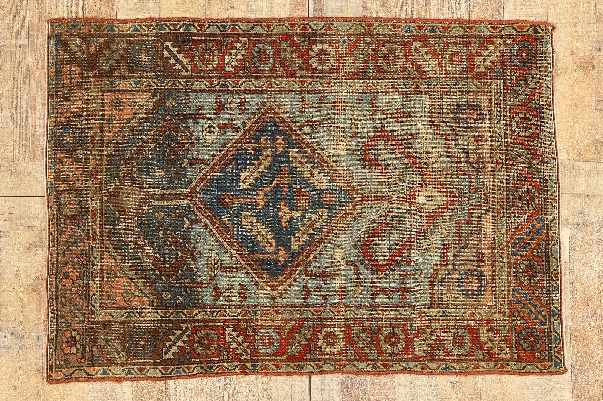  Rustic Antique Persian Bakshaish Rug For Sale 3