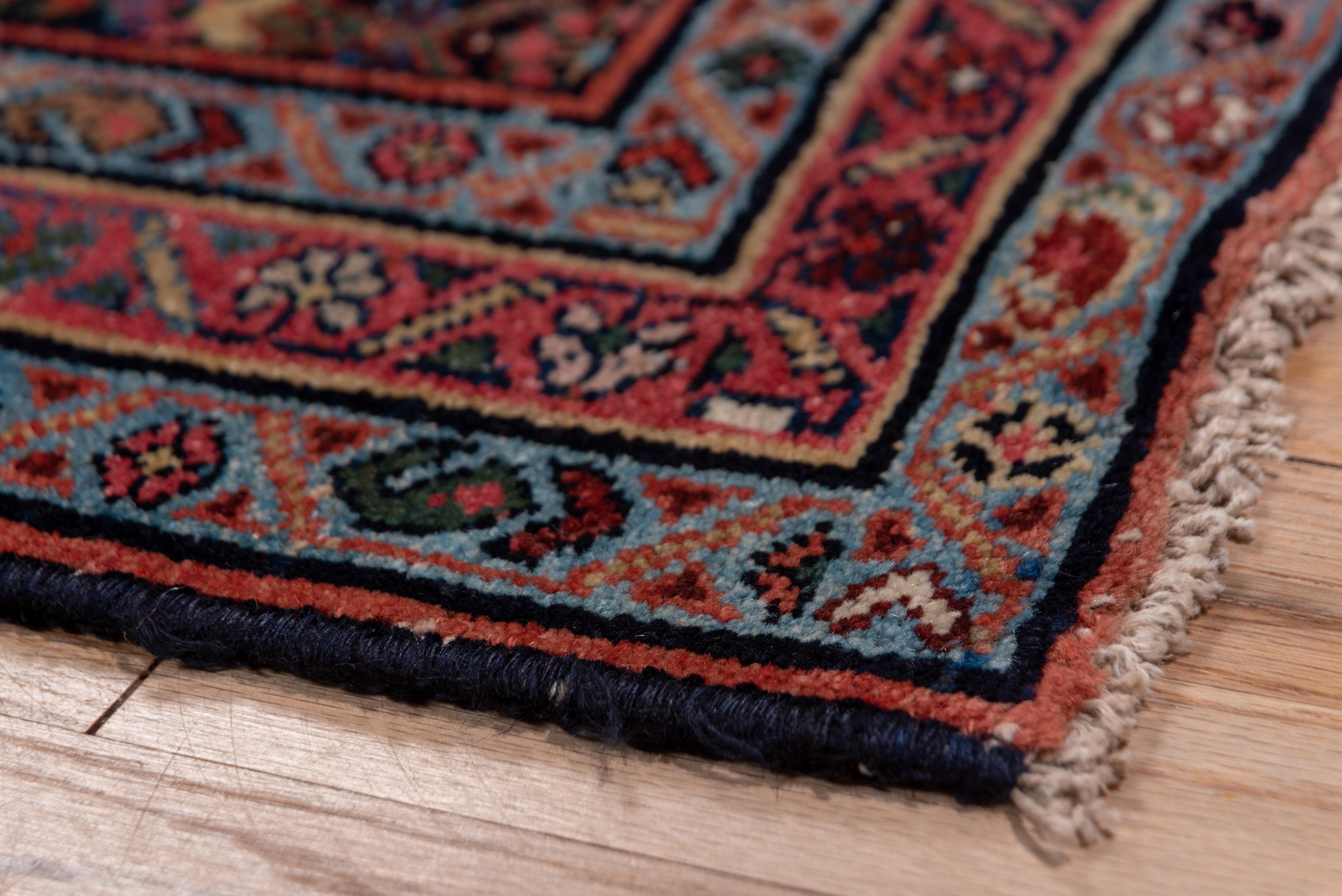 Hand-Knotted Rustic Antique Persian Enjelas Long Runner, Herati Design, Bold Colors For Sale