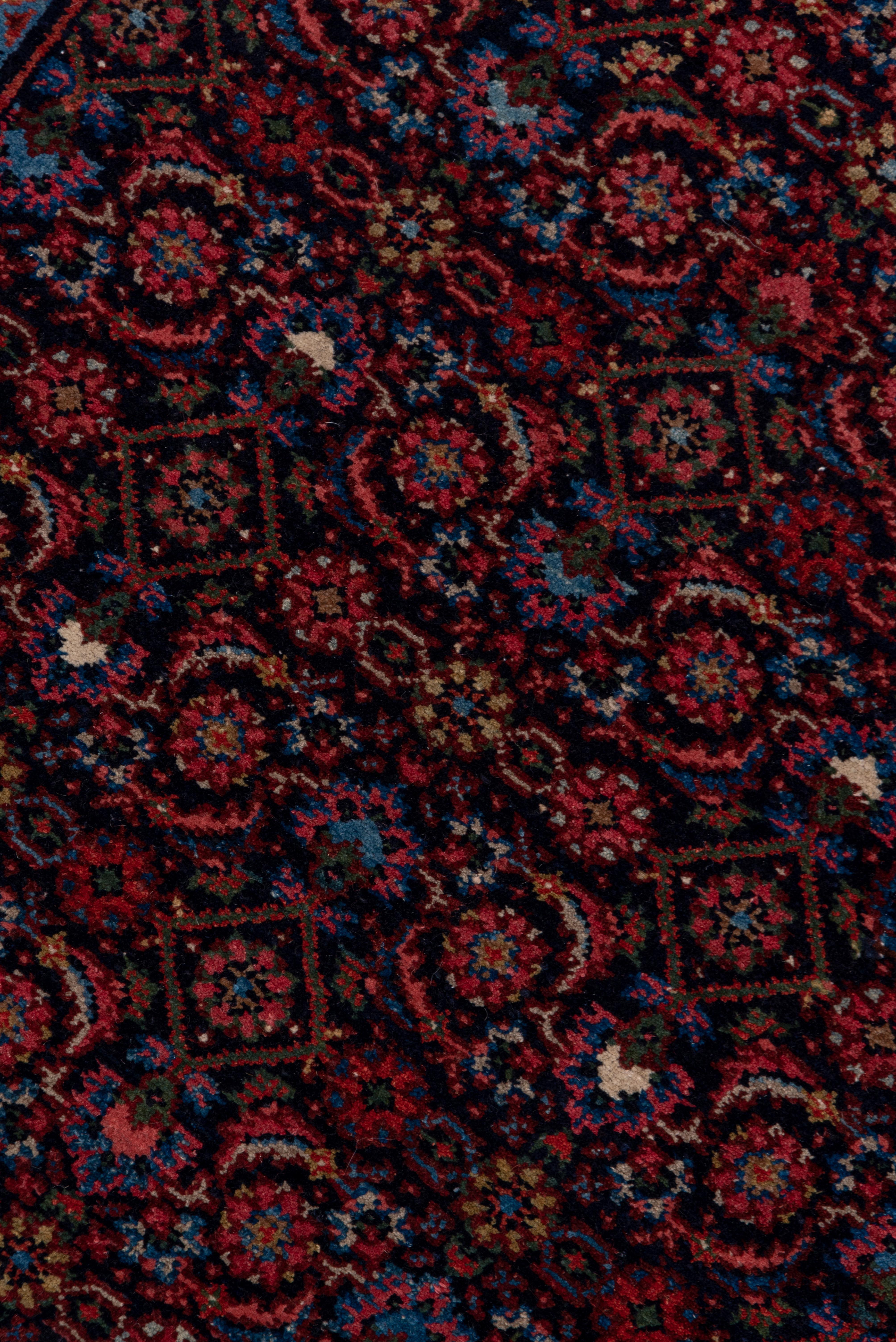 Wool Rustic Antique Persian Enjelas Long Runner, Herati Design, Bold Colors For Sale