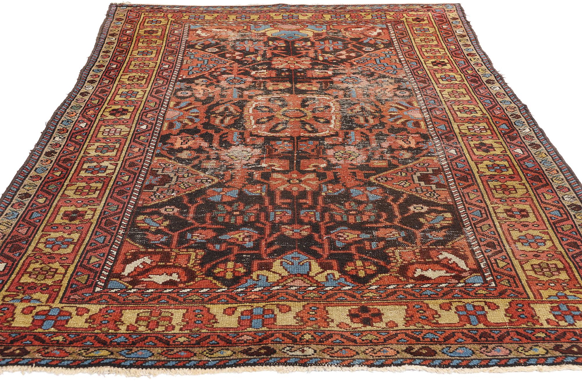 Rustikaler antiker persischer Hamadan-Teppich (Spanisch Kolonial) im Angebot