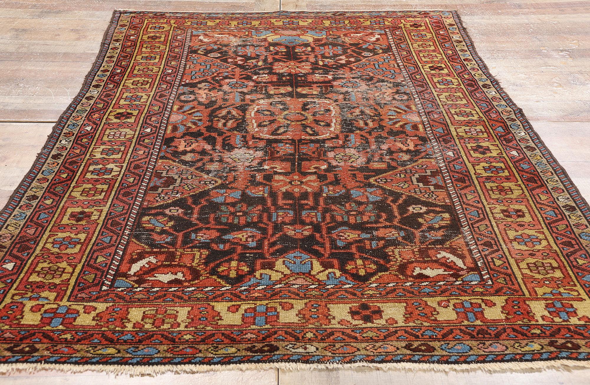 Rustikaler antiker persischer Hamadan-Teppich (Wolle) im Angebot
