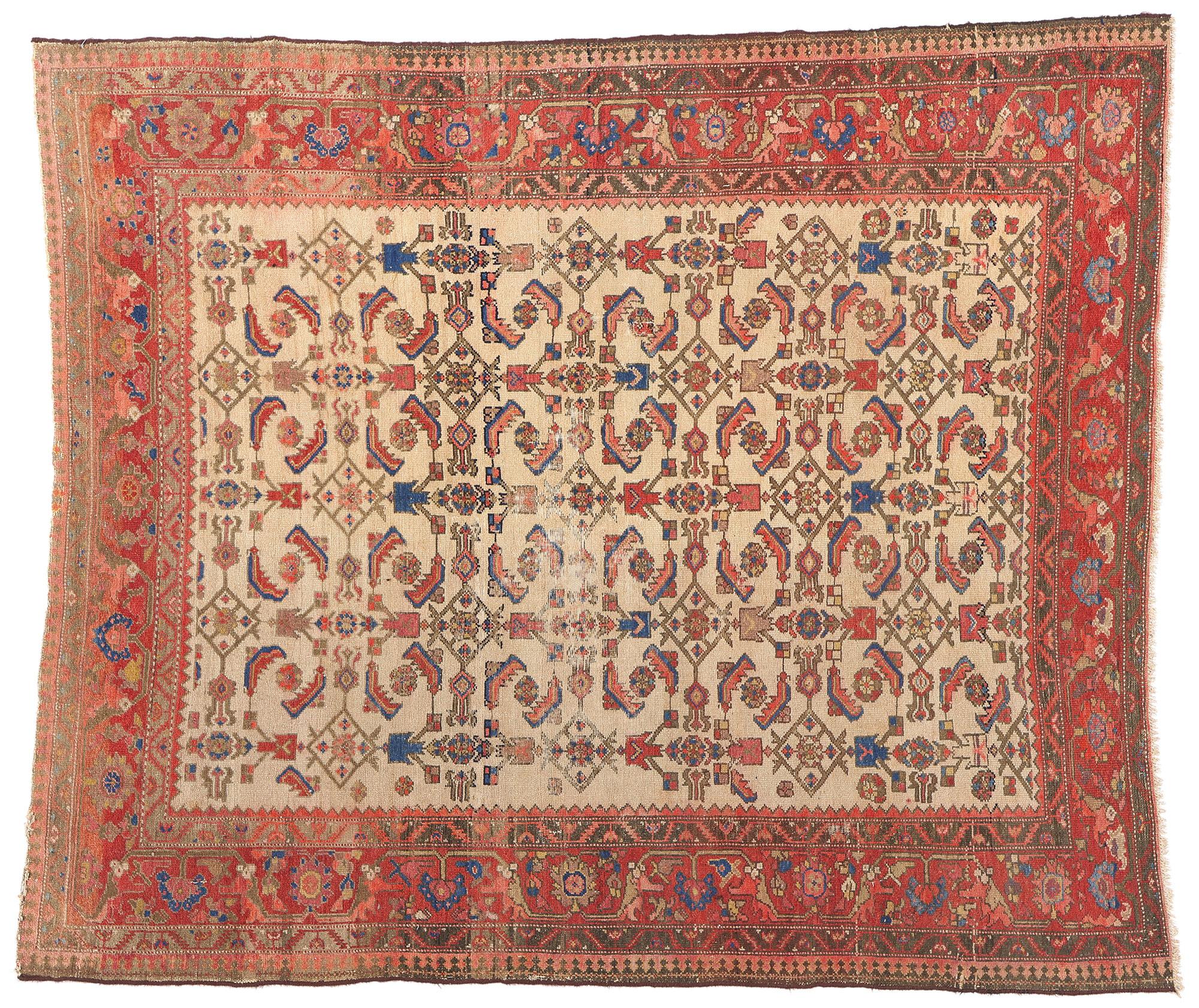 Tapis persan Malayer rustique ancien, 05'02 x 05'11 en vente 3