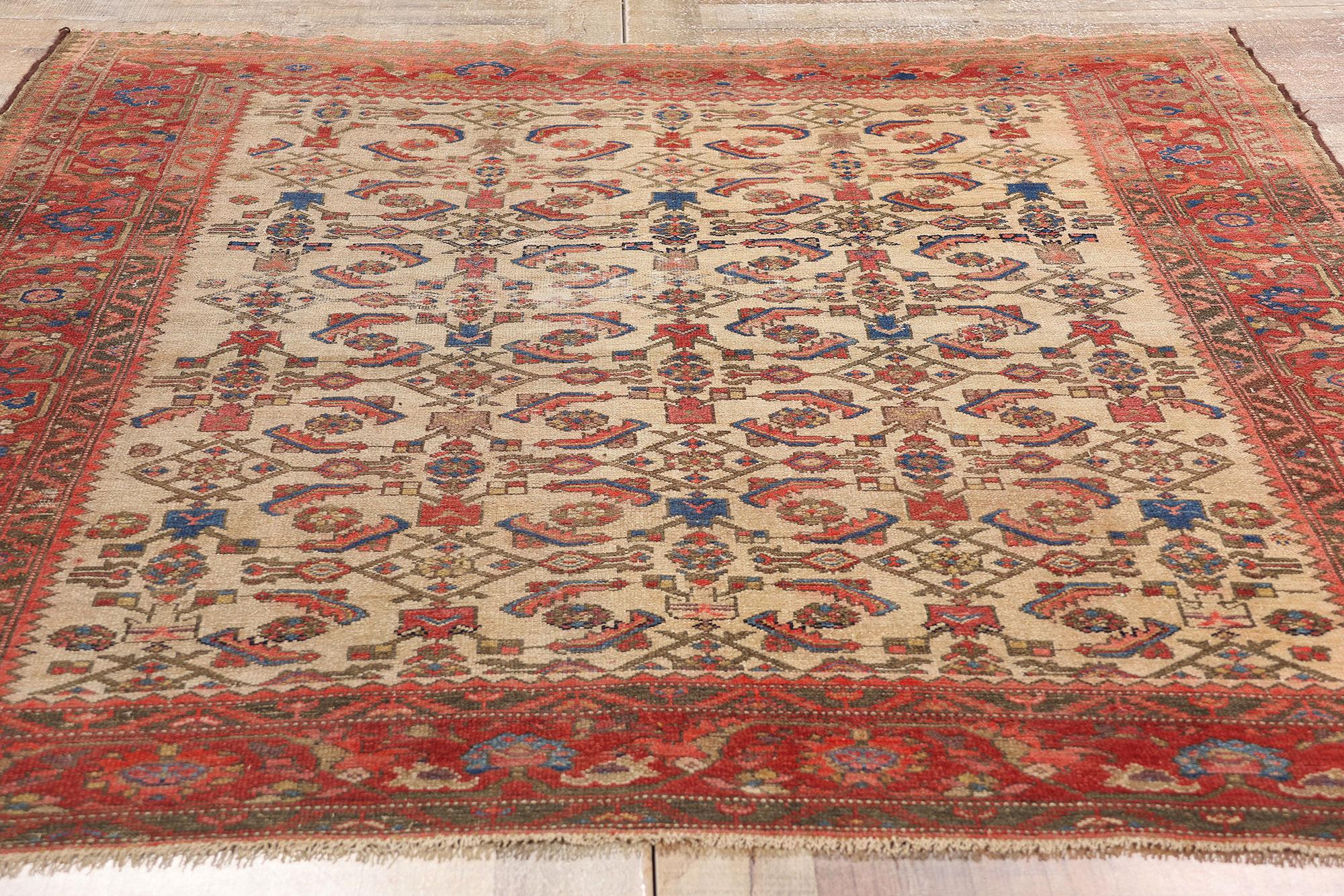 Tapis persan Malayer rustique ancien, 05'02 x 05'11 en vente 1