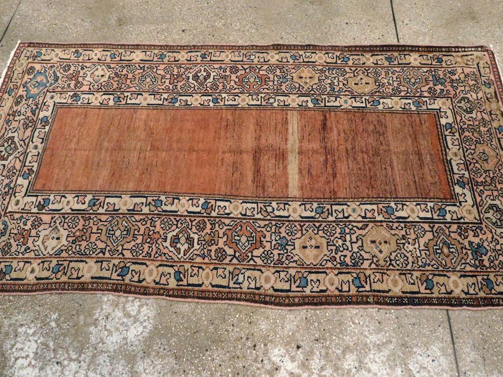 20th Century Rustic Antique Persian Malayer Small Accent Rug For Sale