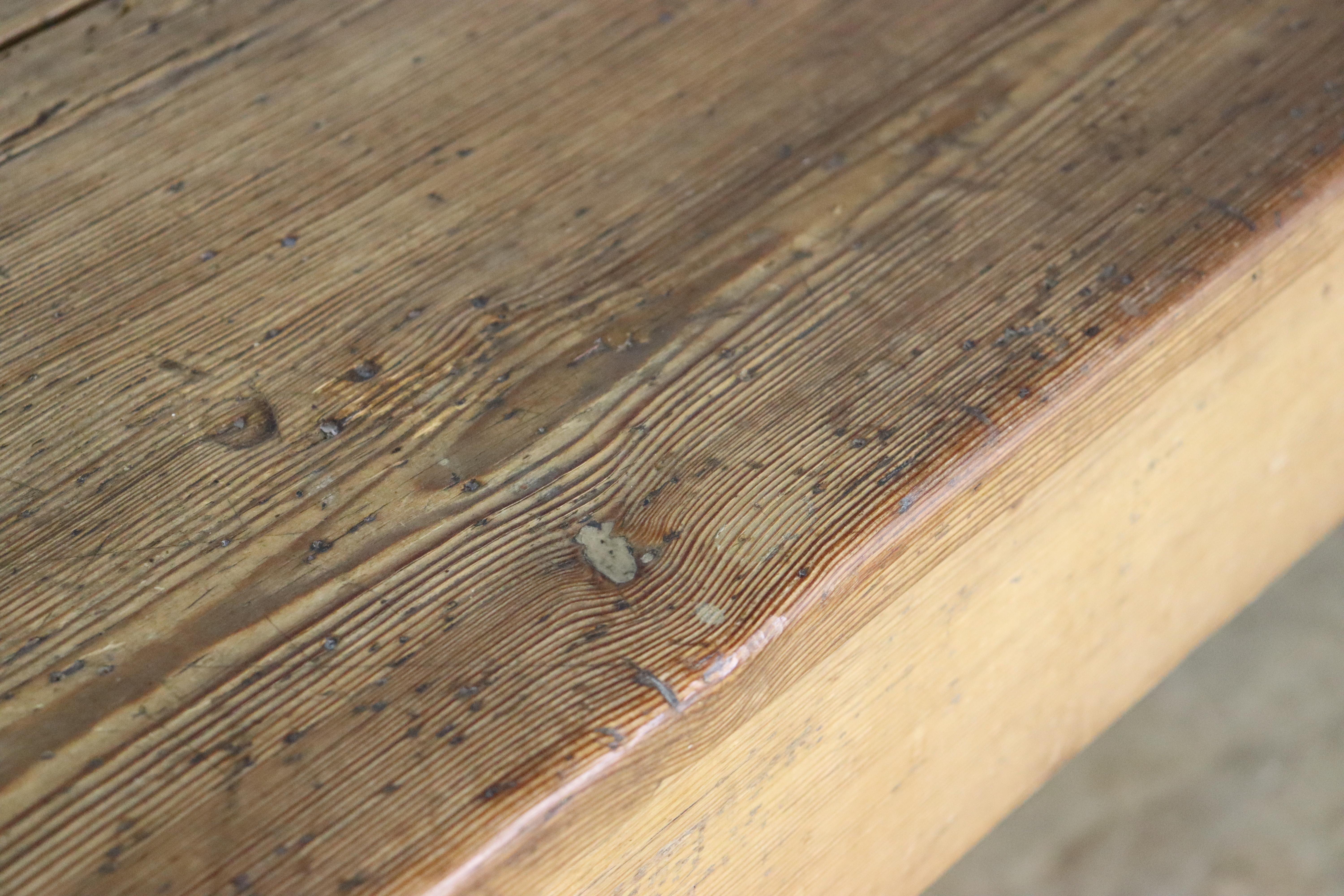 Rustic Antique Pine Farmhouse Table For Sale 7