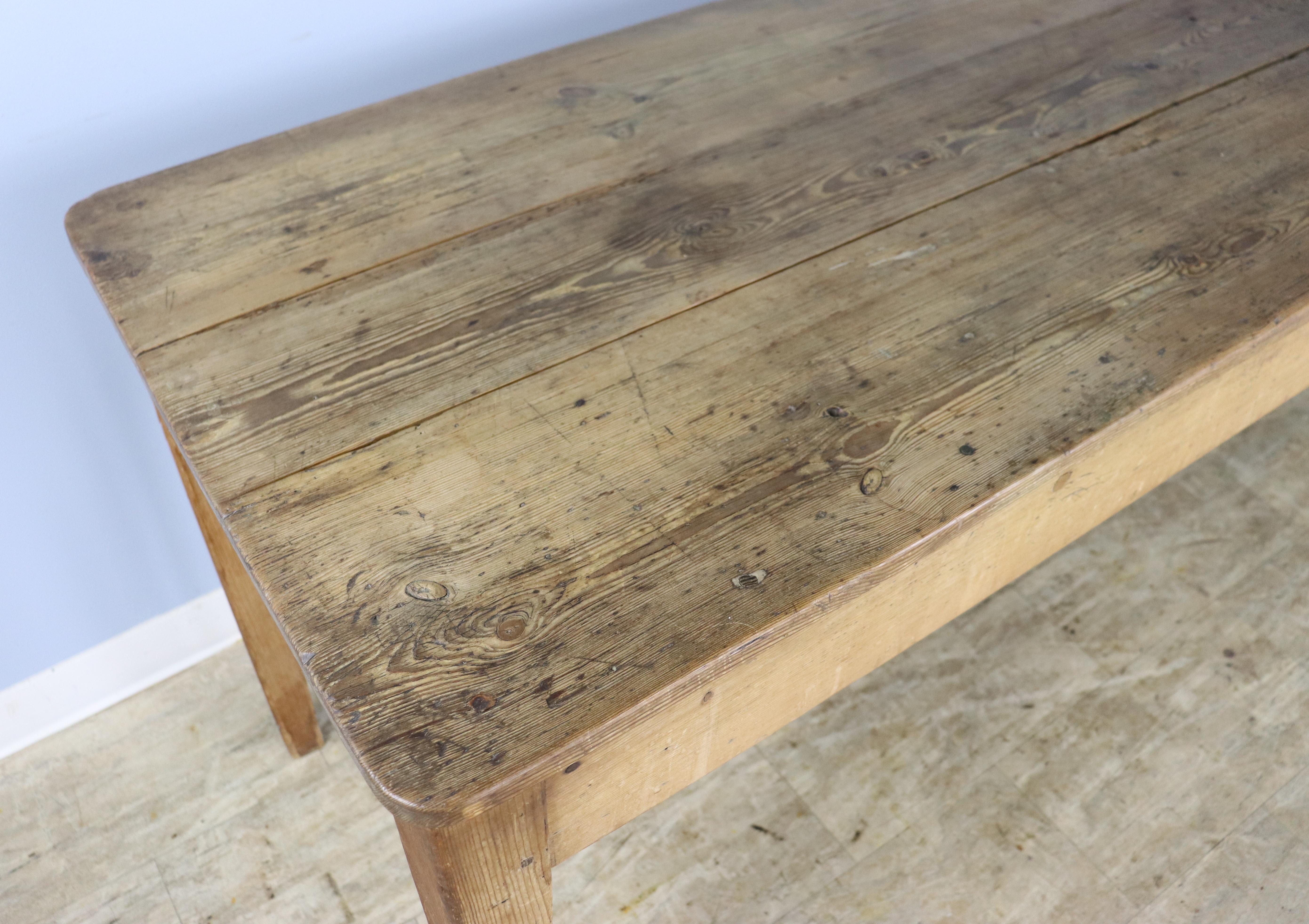 Rustic Antique Pine Farmhouse Table For Sale 3