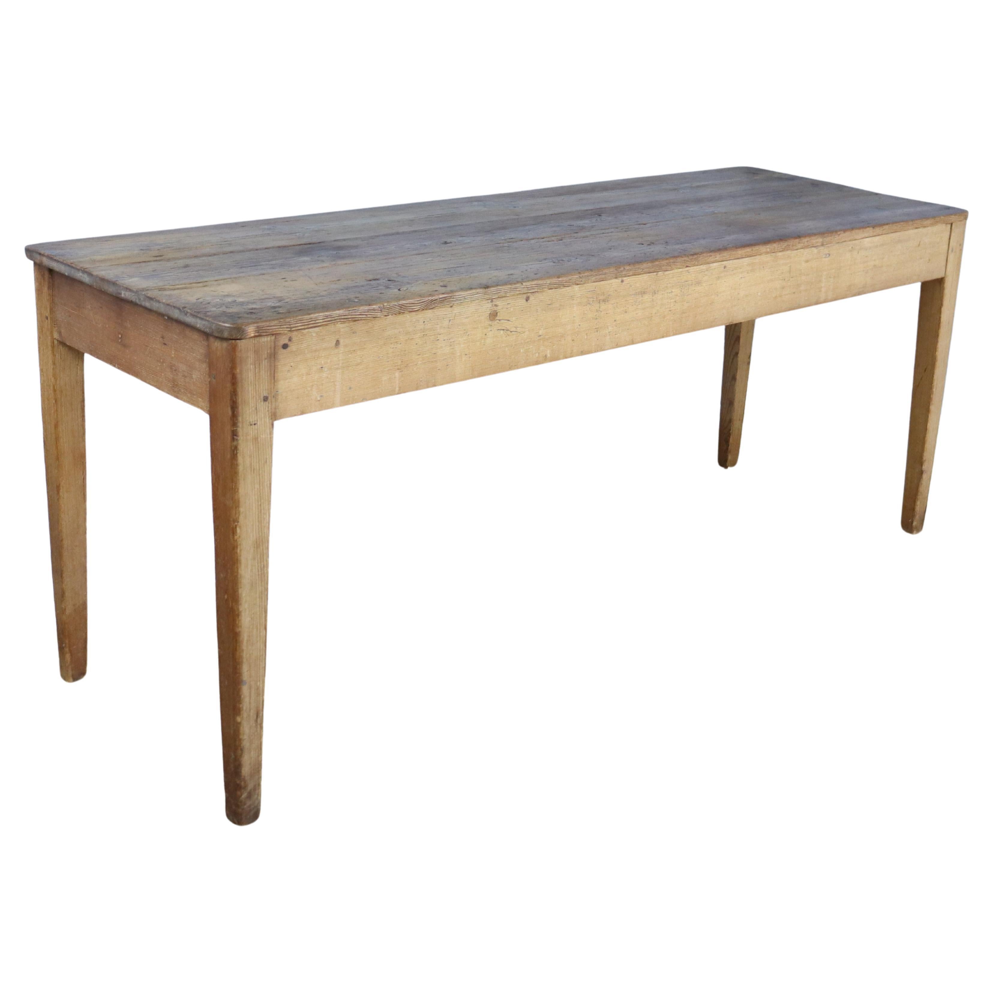 Rustic Antique Pine Farmhouse Table For Sale