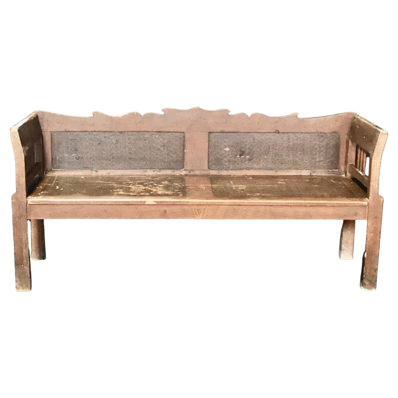 Rustic Antique Pine Faux Painted Sofa Bench 