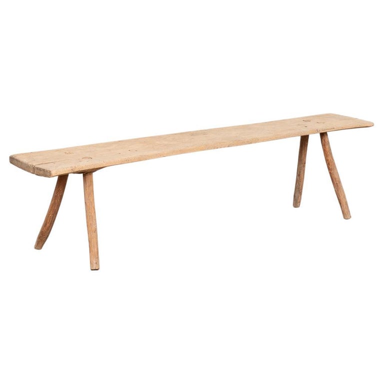 Rustic Antique Plank Bench with Splay Peg Legs, circa 1880 For Sale at 1stDibs