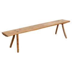 Rustic Antique Plank Bench with Splay Peg Legs, circa 1880