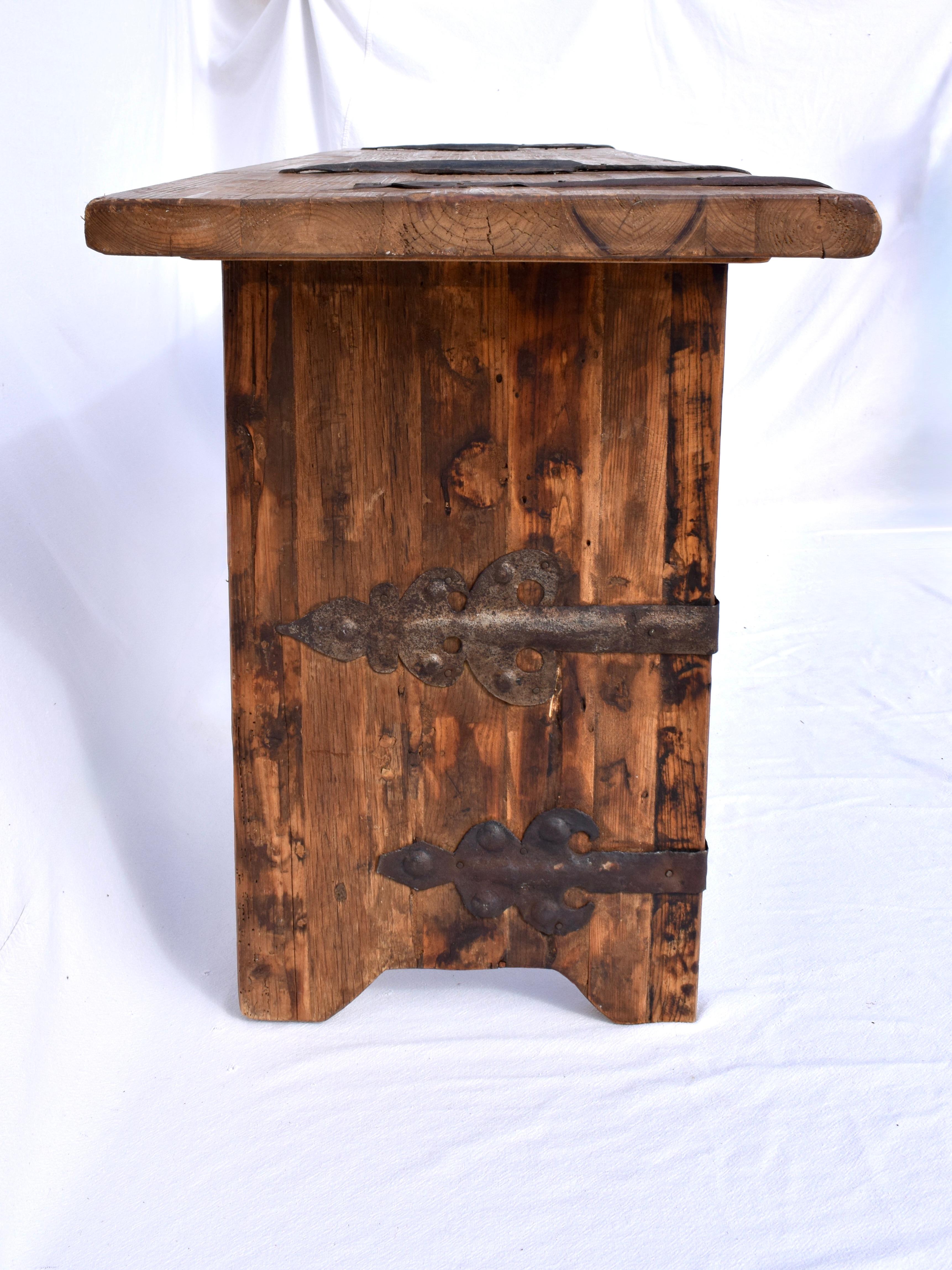 Rustic Antique Reclaimed Wood Spanish Console Table 3