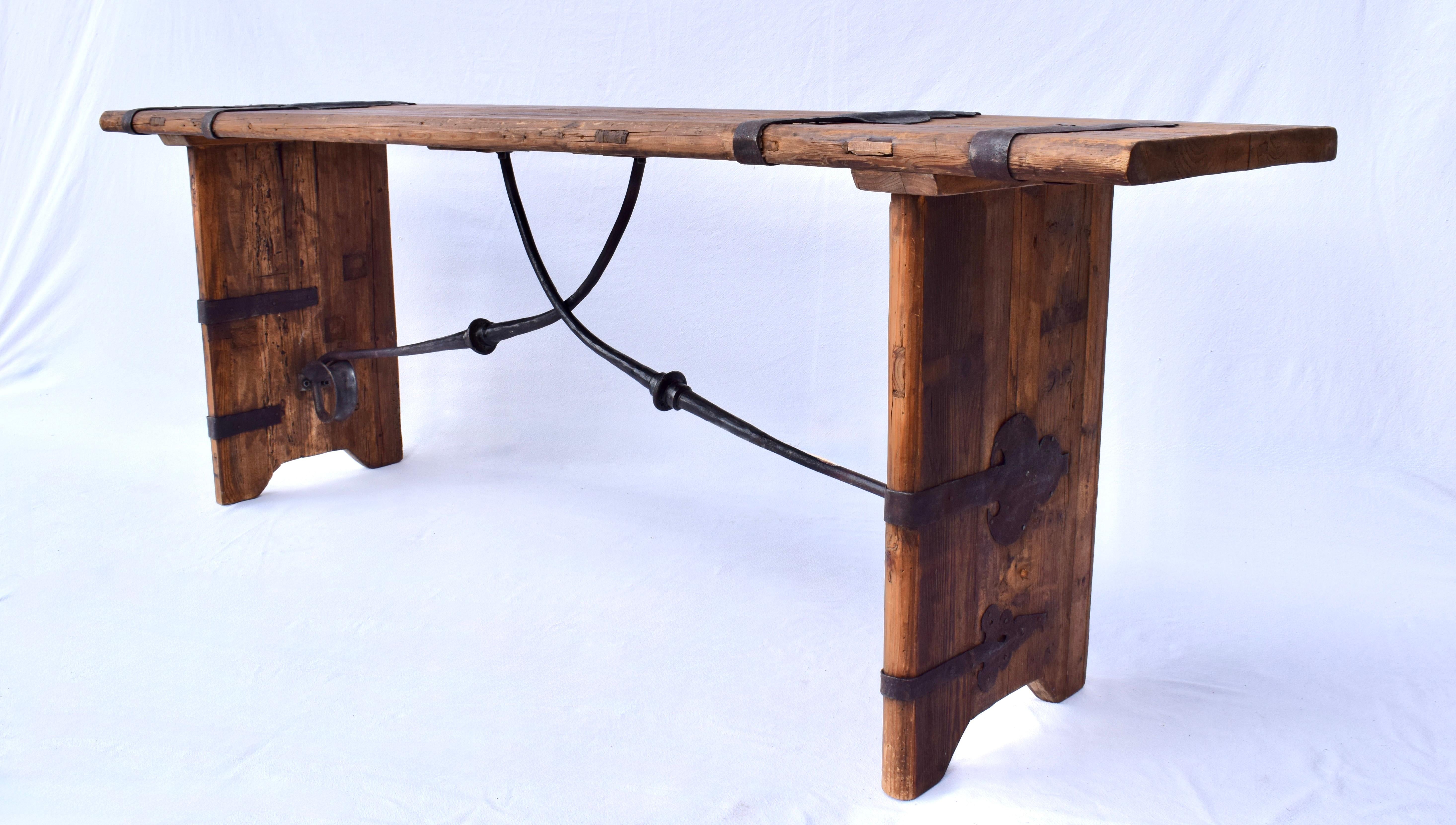 Spanish Colonial Rustic Antique Reclaimed Wood Spanish Console Table