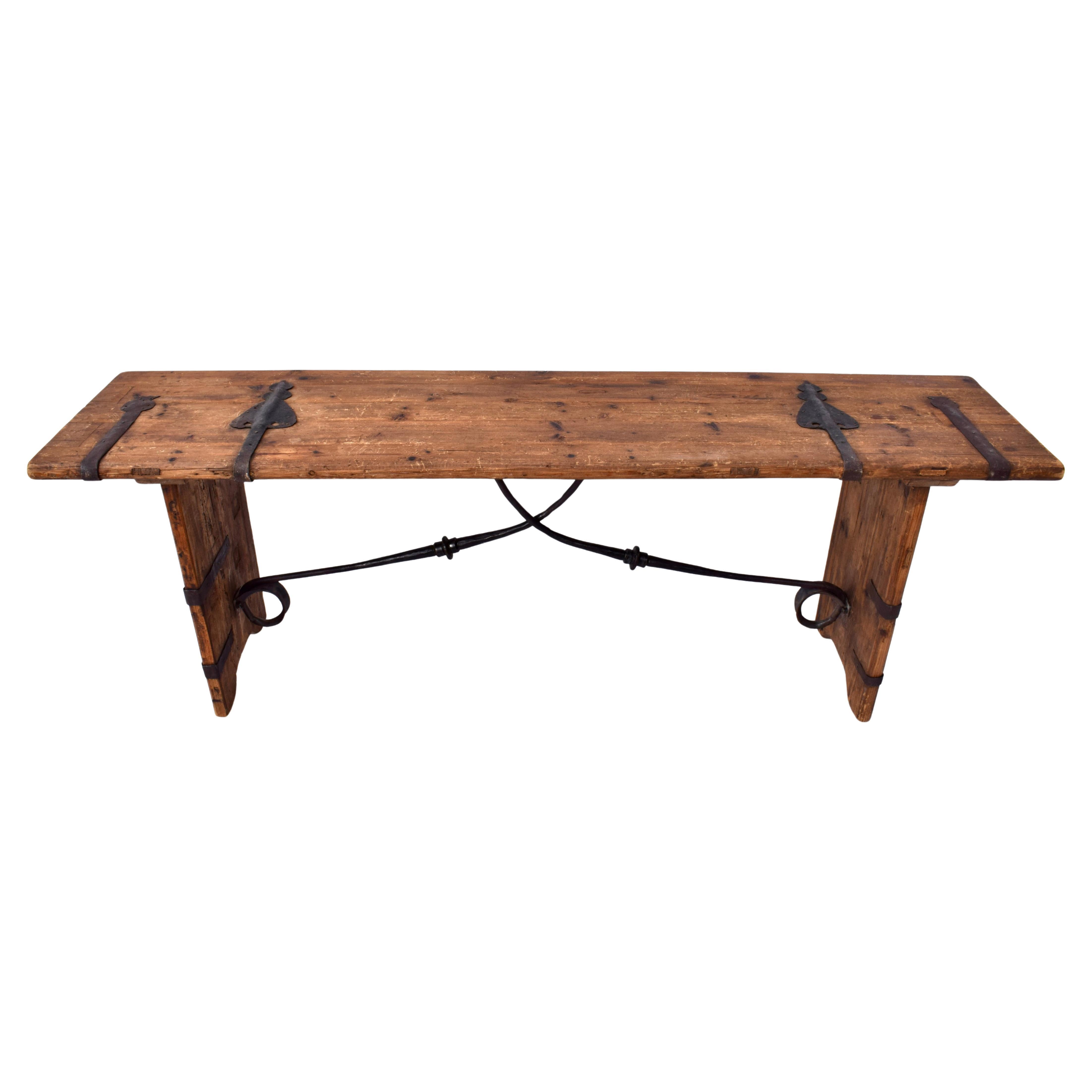 Rustic Antique Reclaimed Wood Spanish Console Table
