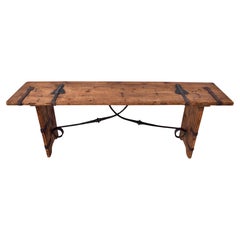 Rustic Antique Reclaimed Wood Spanish Console Table