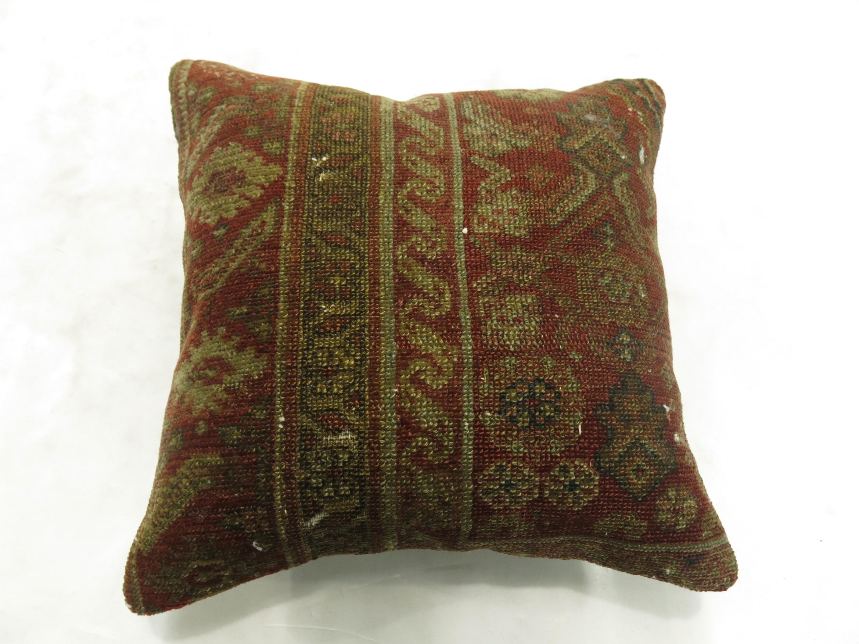 Malayer Rustic Antique Rug Pillow For Sale