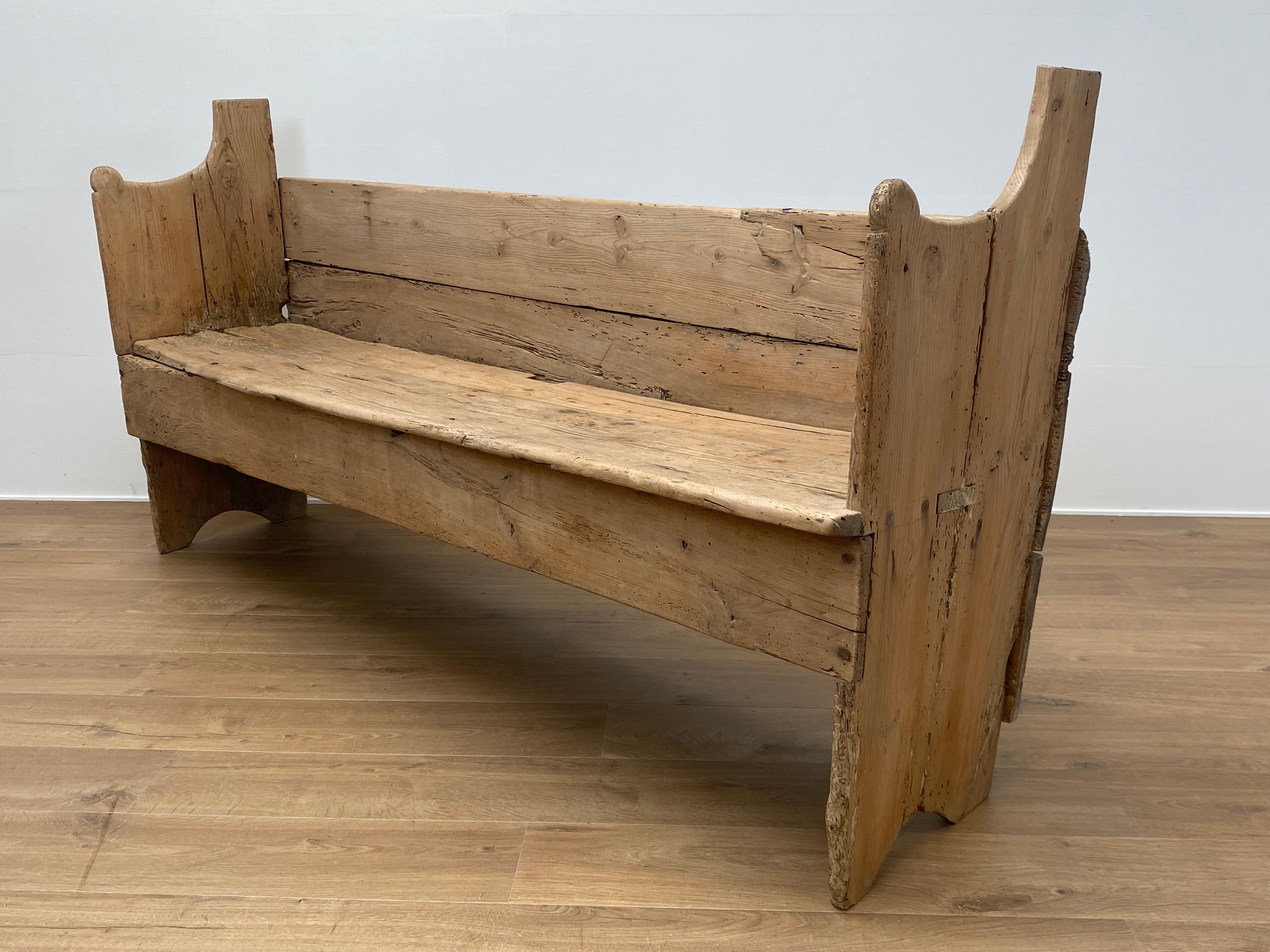 Rustic Antique Spanish Bench in a Bleached Wood 5