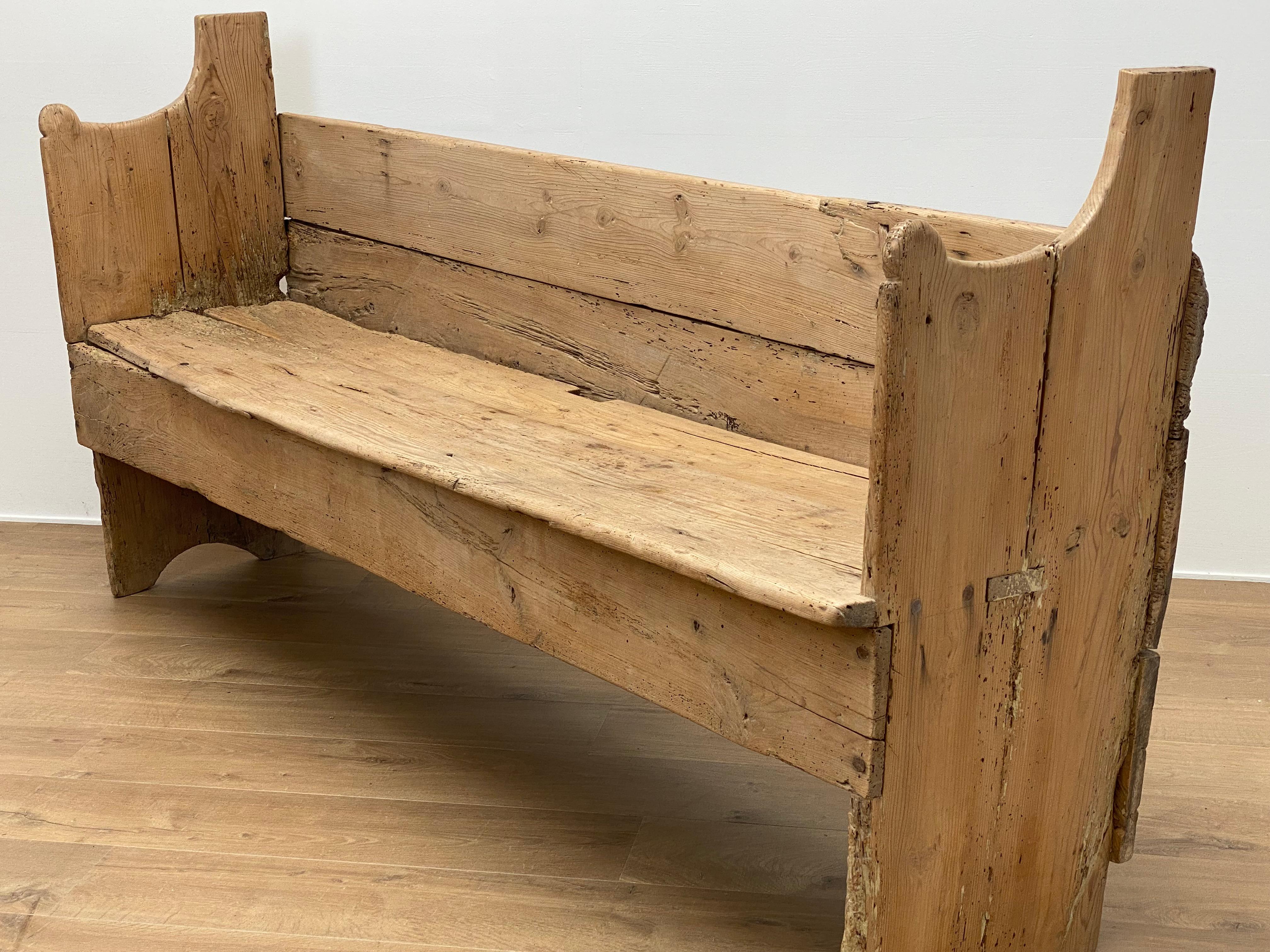 Rustic Antique Spanish Bench in a Bleached Wood 6