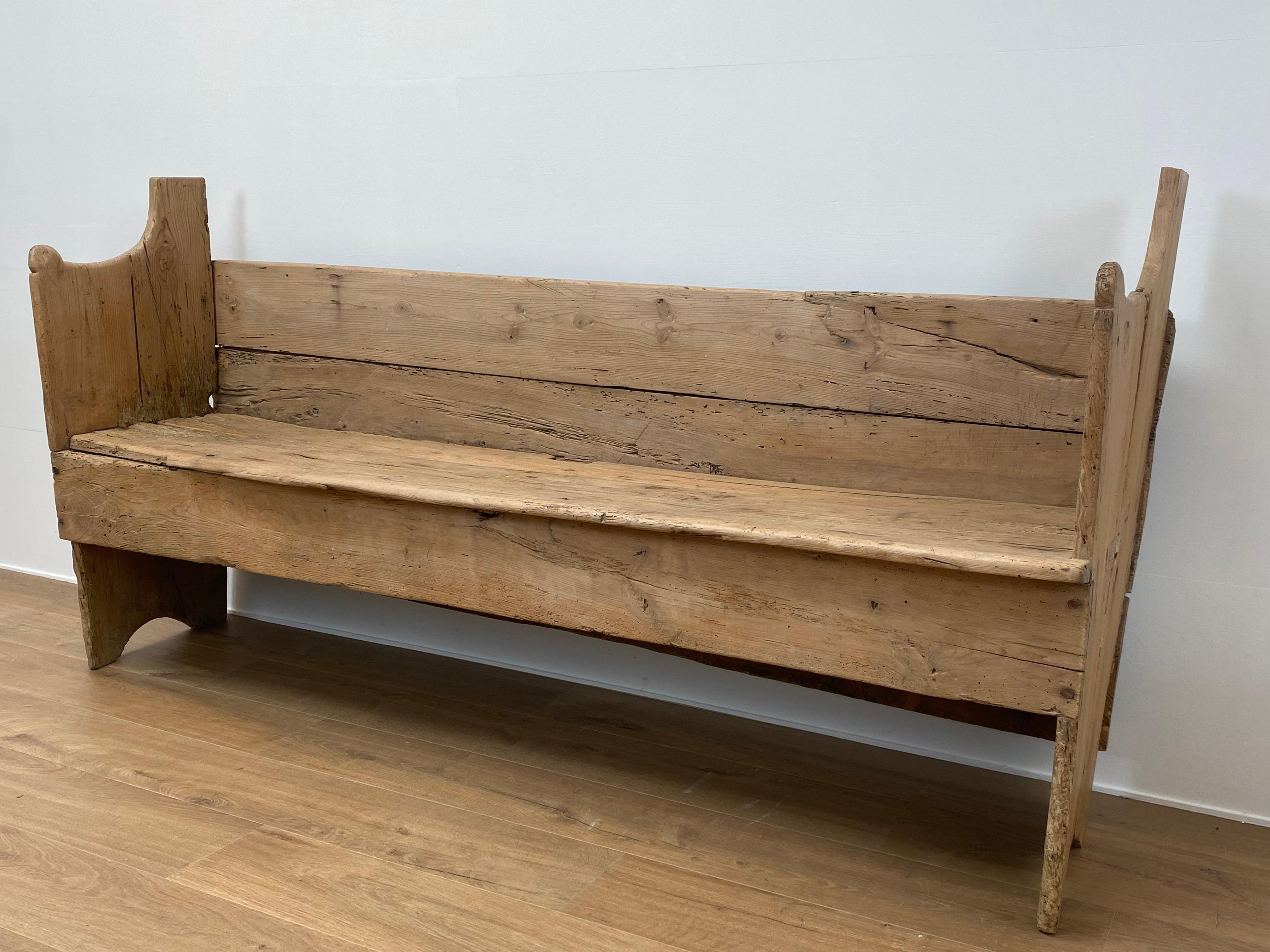 Rustic Antique Spanish Bench in a Bleached Wood 1