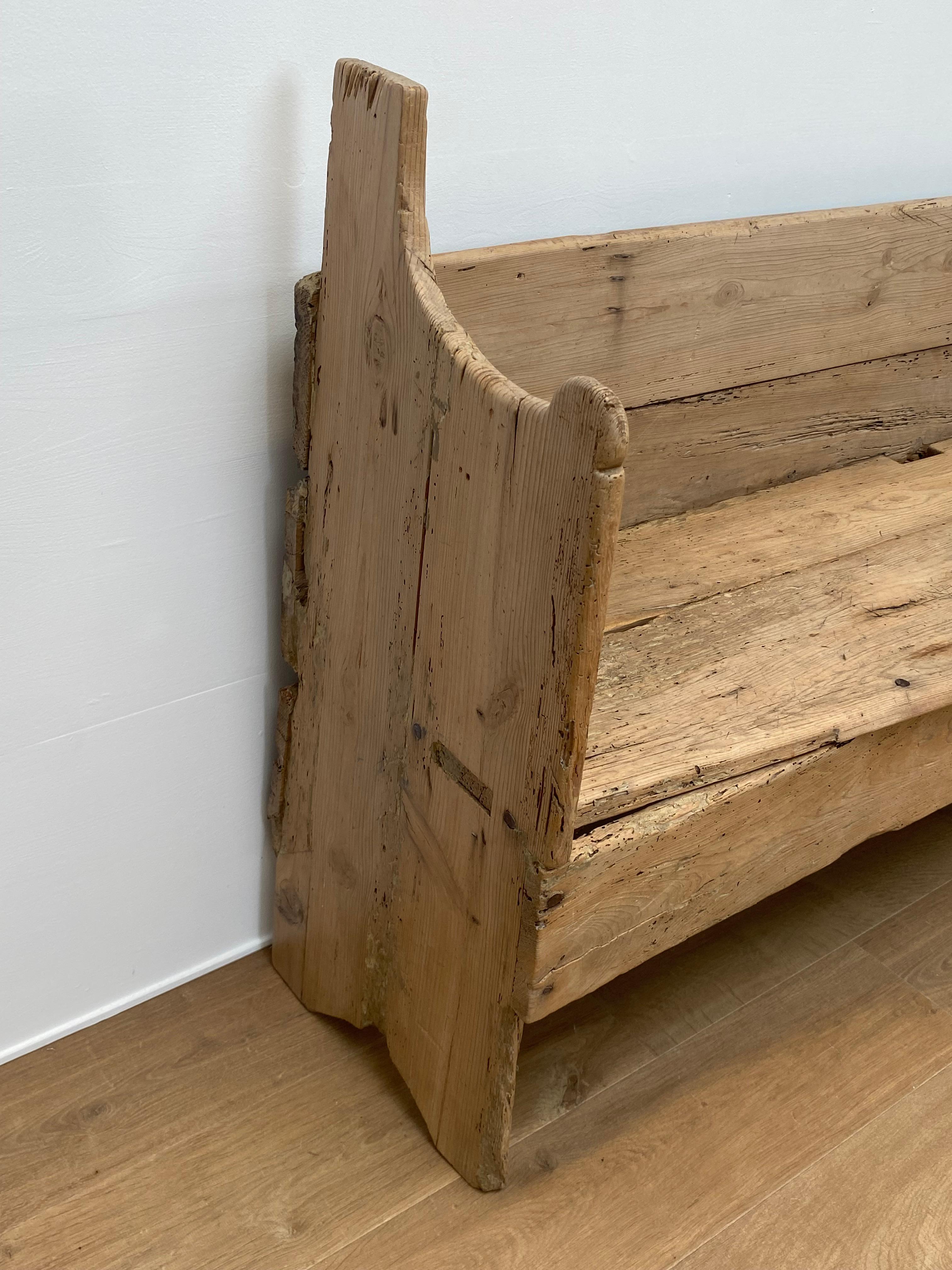Rustic Antique Spanish Bench in a Bleached Wood 2