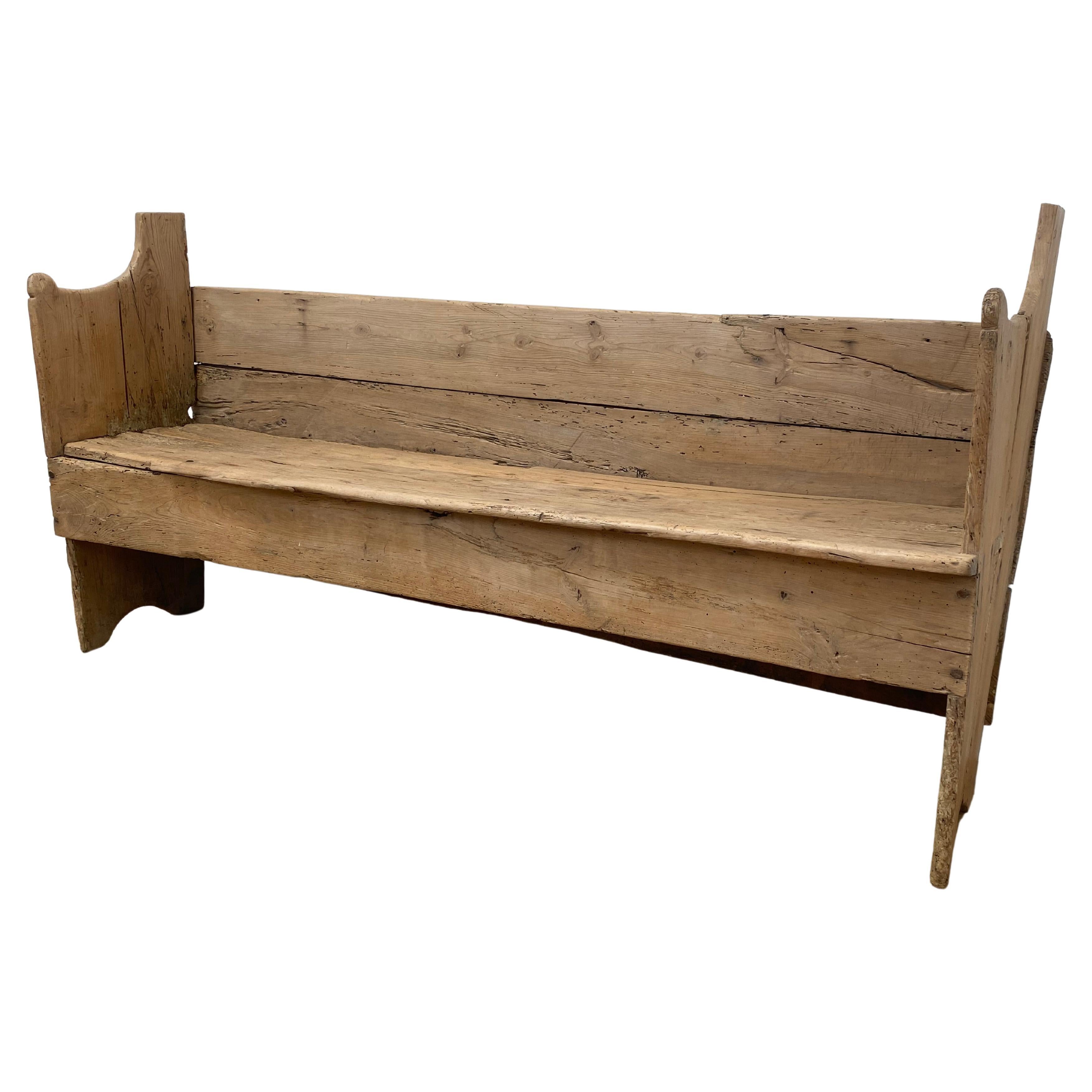 Rustic Antique Spanish Bench in a Bleached Wood