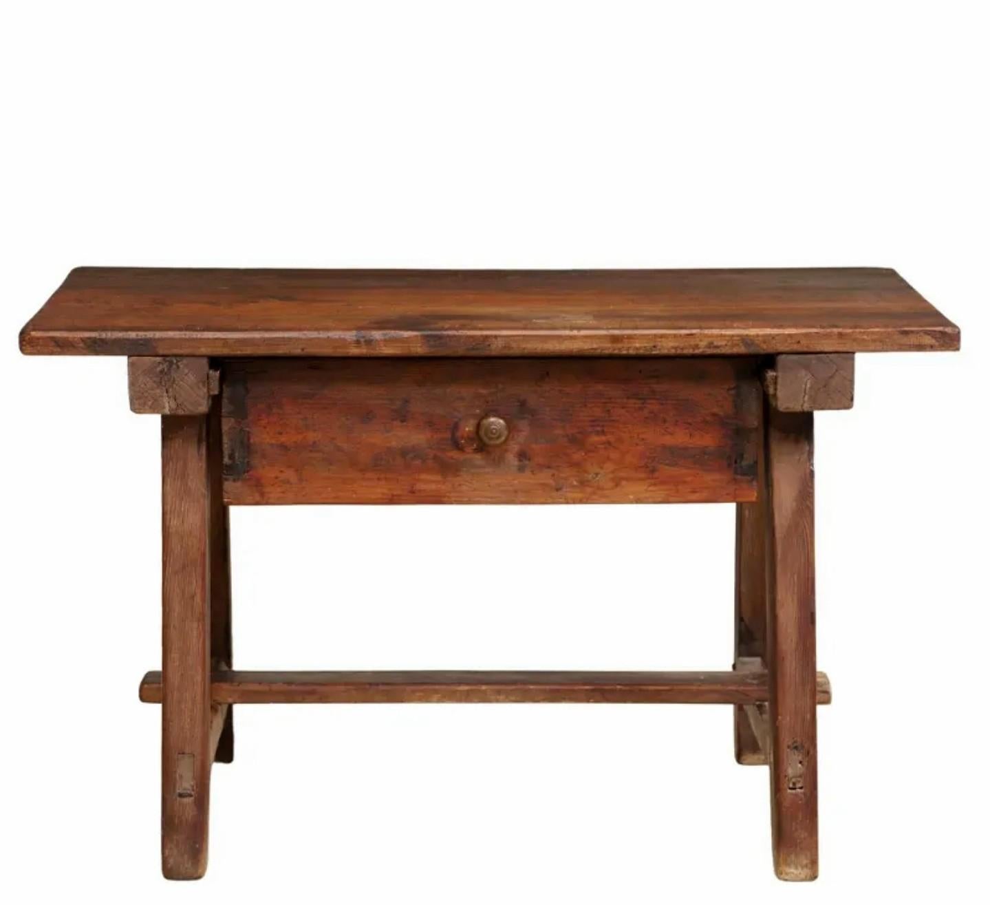 18th Century Rustic Antique Spanish Colonial Baroque Style Work Table