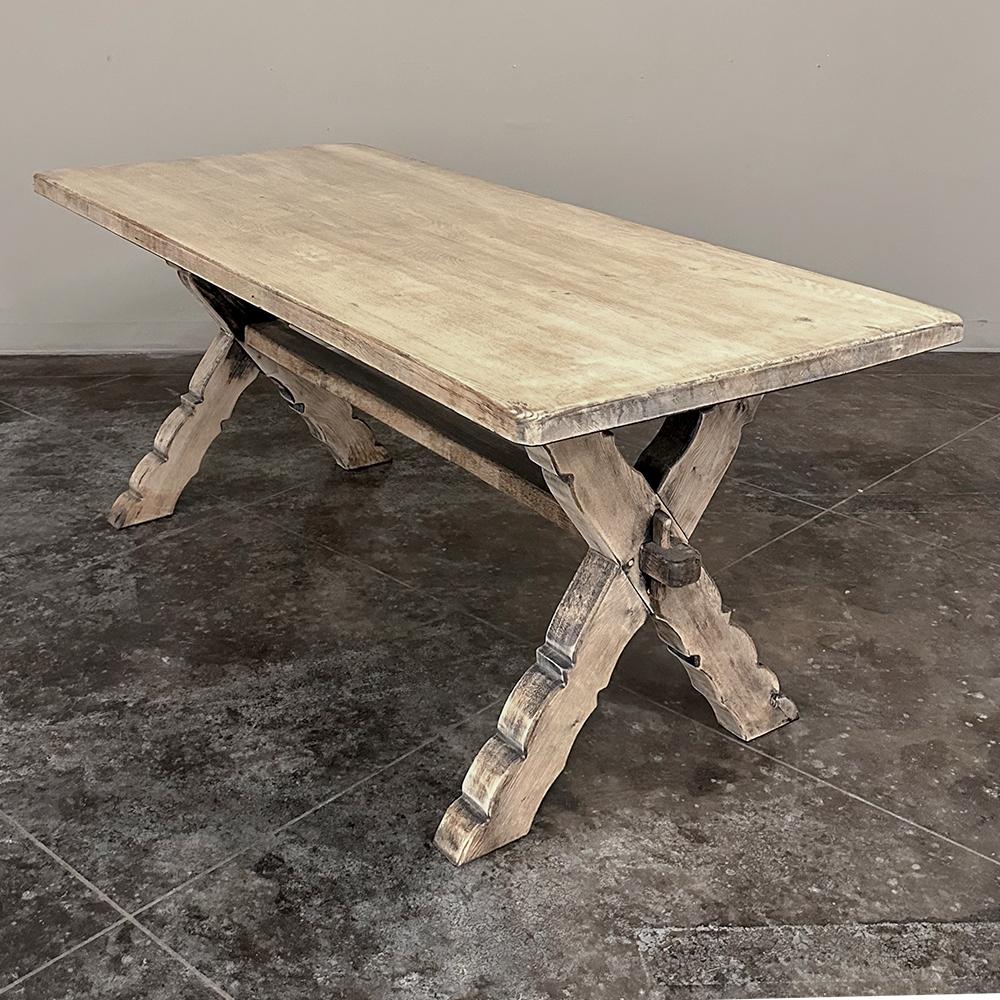 Rustic Antique Stripped Oak Trestle Table ~ Dining Table 4