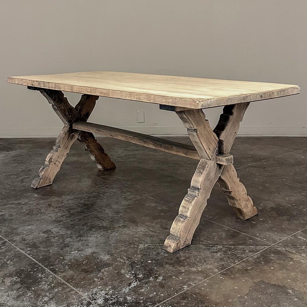Rustic Antique Stripped Oak Trestle Table ~ Dining Table 6