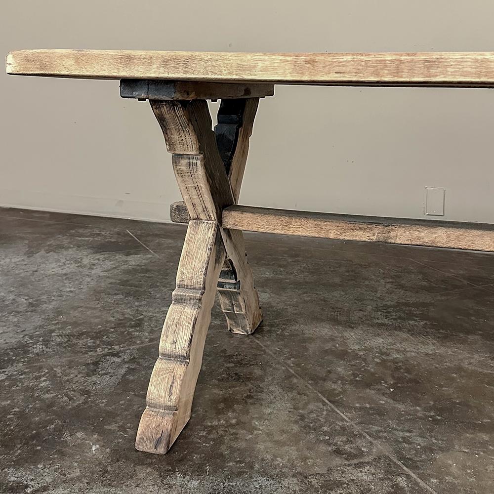 Rustic Antique Stripped Oak Trestle Table ~ Dining Table 7