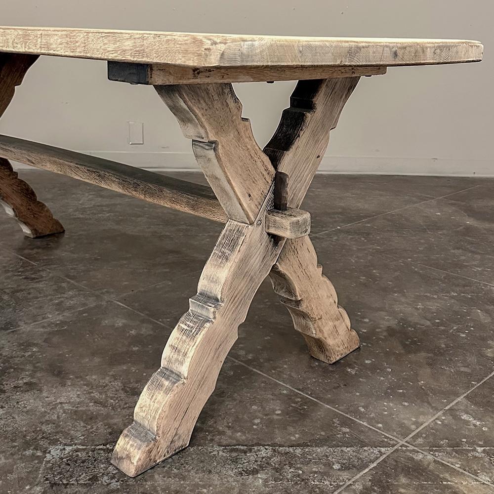 Rustic Antique Stripped Oak Trestle Table ~ Dining Table 10