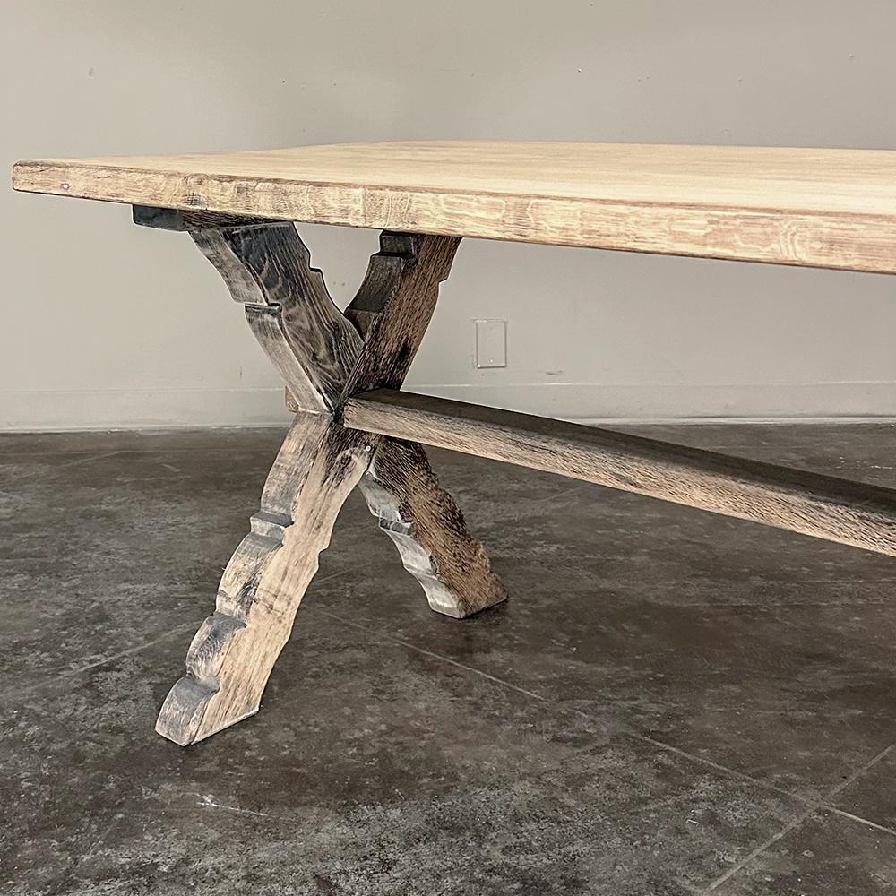 Rustic Antique Stripped Oak Trestle Table ~ Dining Table 11