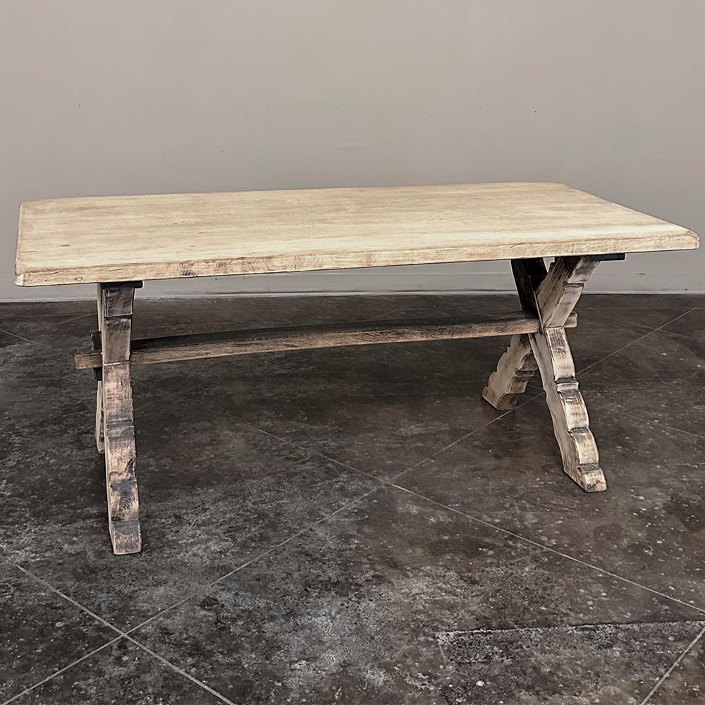 Belgian Rustic Antique Stripped Oak Trestle Table ~ Dining Table