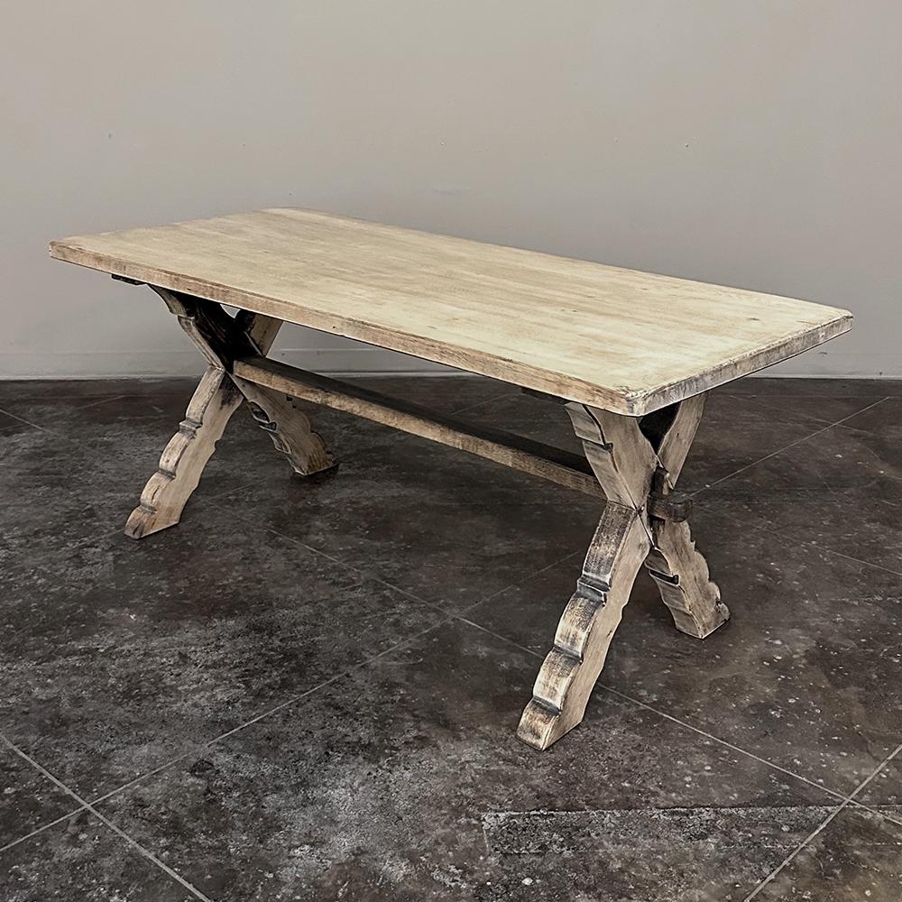 Hand-Crafted Rustic Antique Stripped Oak Trestle Table ~ Dining Table