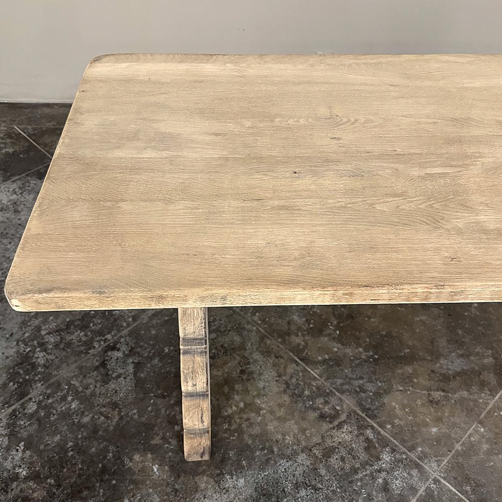 20th Century Rustic Antique Stripped Oak Trestle Table ~ Dining Table
