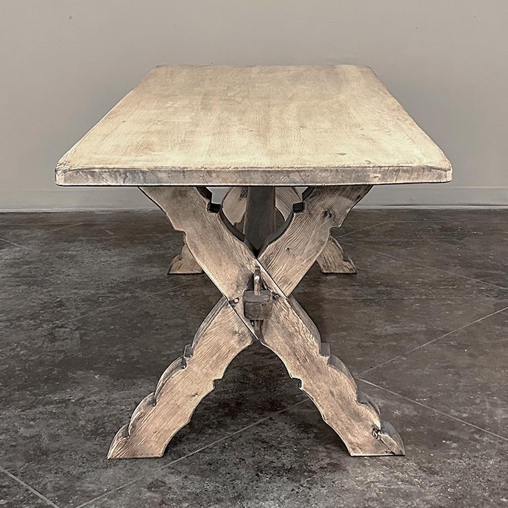 Rustic Antique Stripped Oak Trestle Table ~ Dining Table 3