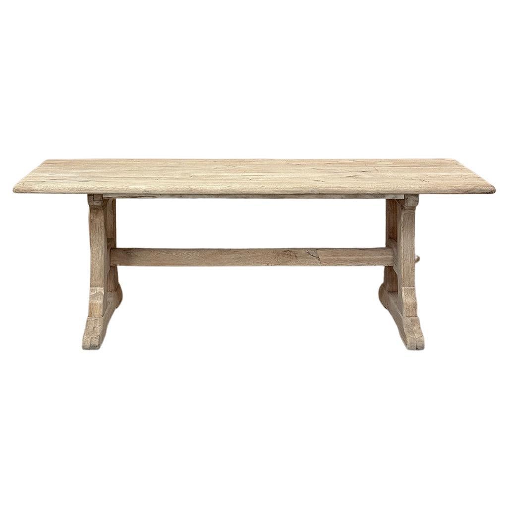 Rustic Antique Trestle Table ~ Dining Table in Stripped Oak