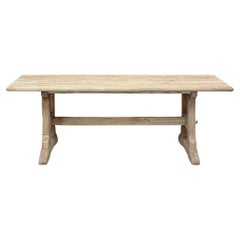Rustic Antique Trestle Table ~ Dining Table in Stripped Oak