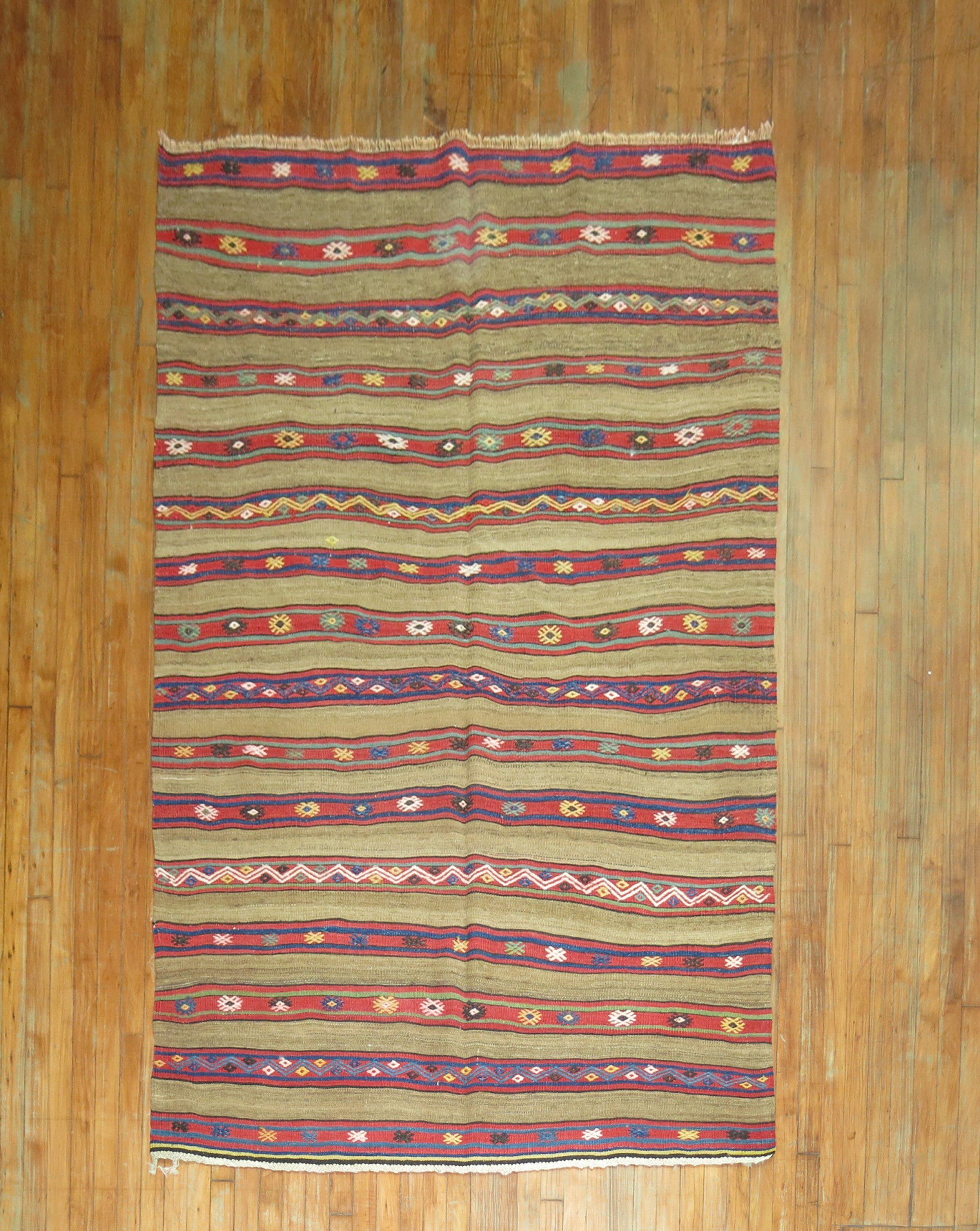 20th Century Rustic Antique Turkish Kilim For Sale