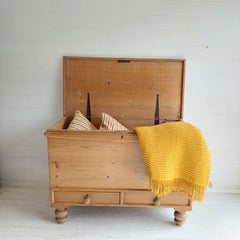 Rustic Antique Victorian Pine Mule Chest Blanket Box Sideboard, 1800s 1900s