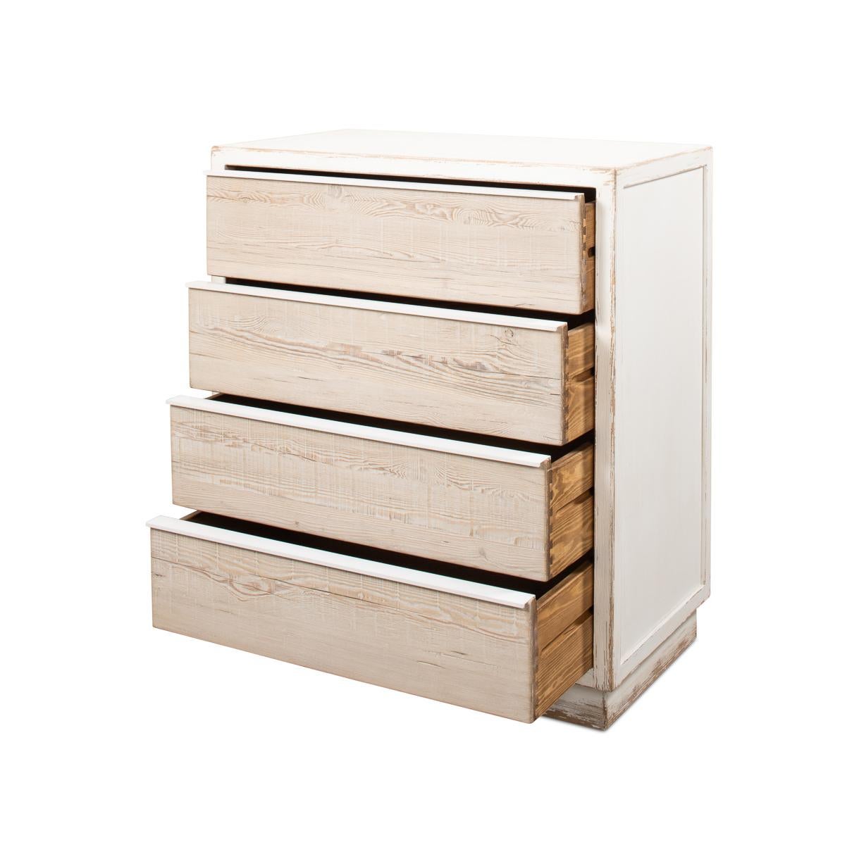 Asian Rustic Antique White Chest of Drawers For Sale