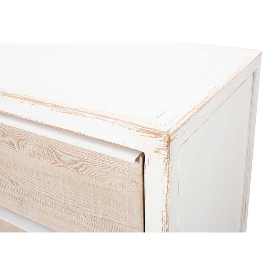 Wood Rustic Antique White Chest of Drawers For Sale