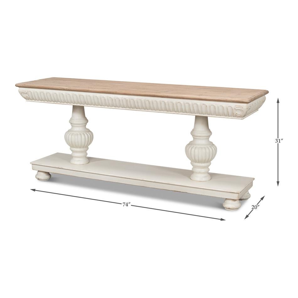 Rustic Antique White Console Table For Sale 5