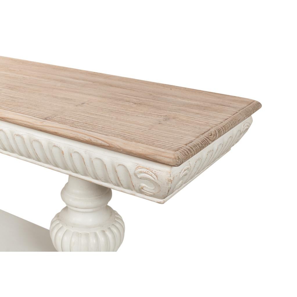 Rustic Antique White Console Table For Sale 3
