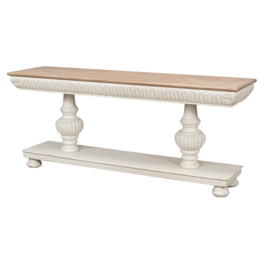 Rustic Antique White Console Table For Sale